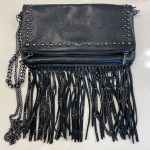Zadig and Voltaire Black Leather Fringe Crossbody